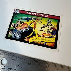 1990 Impel Marvel Universe #118 FAMOUS BATTLES X-MEN vs FREEDOM FORCE